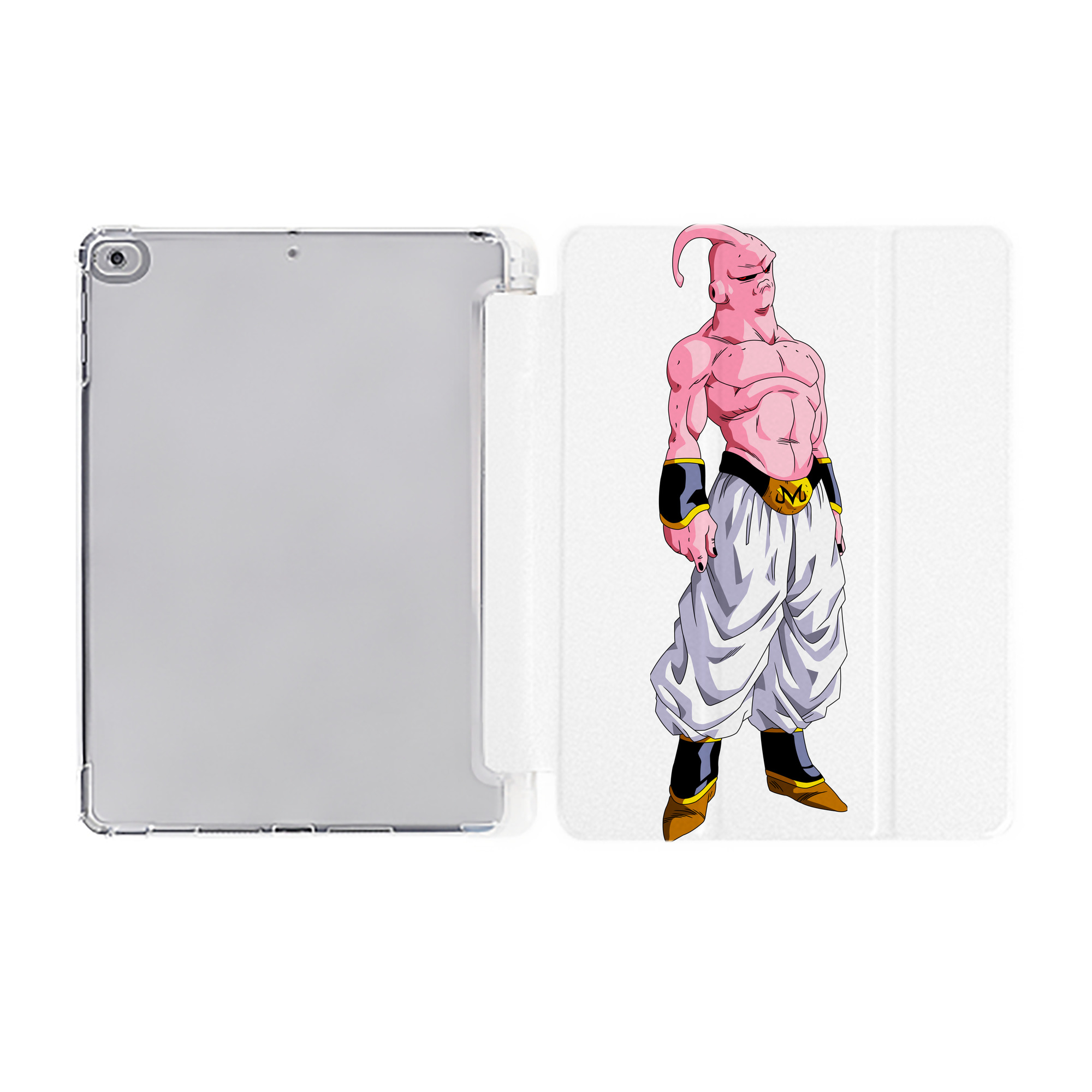 （画像用） ドラゴンボール 魔人ブウ DRAGON BALL Majin Buu IPad ケース ペン収納付き 三つ折りスタンド PUレザー×シリコン 対応機種9.5/10.5/10.9インチ